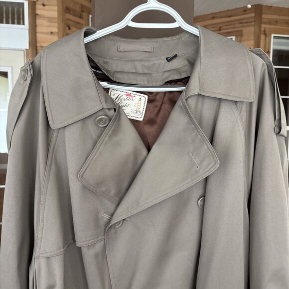 Harbor Light Trench Coat XL Men 46R Tan Brown Zip Out Lining Classic Tradition - Picture 11 of 11